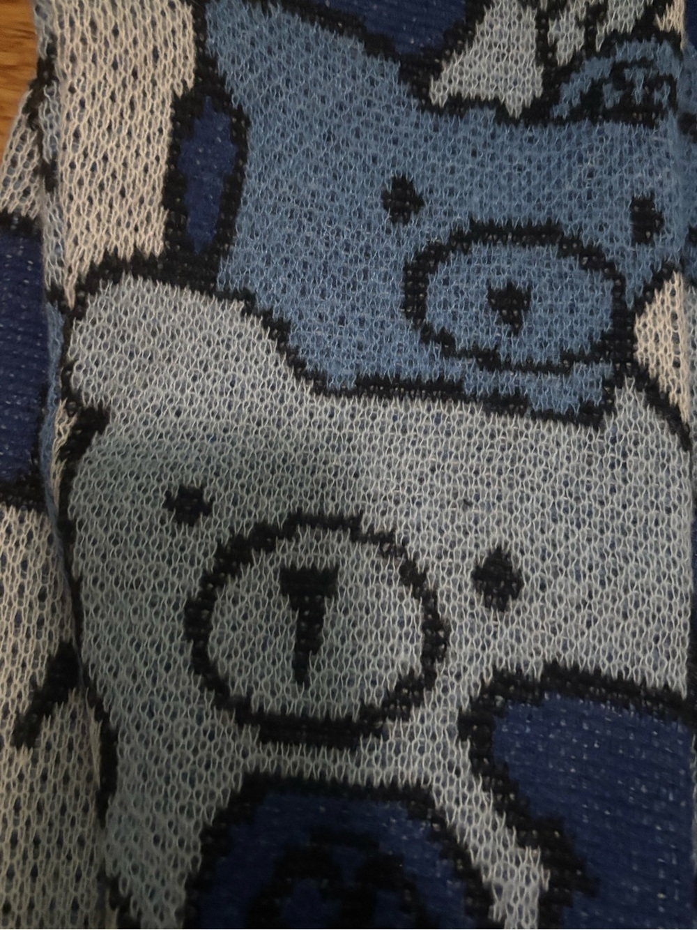 Cute Bear Knit Cardigan in Blue and Light Blue - Picture 4 of 5